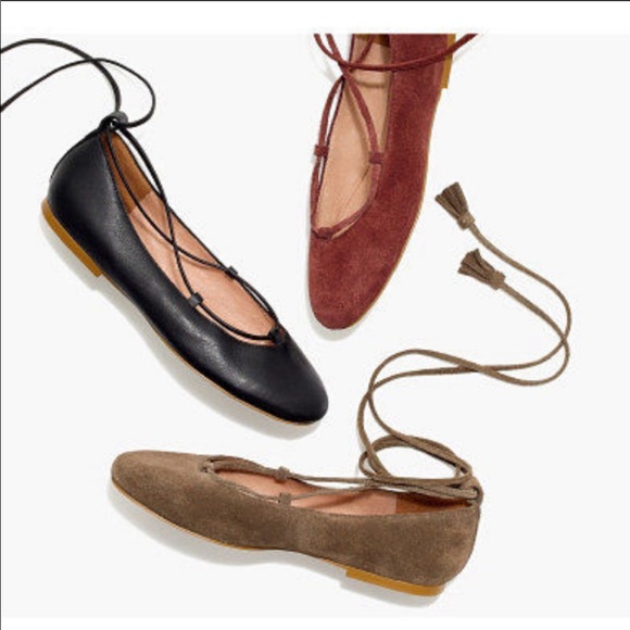 Madewell Inga Lace-Up Flats in Olive Suede - Picture 3 of 13